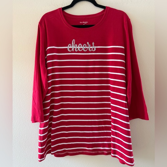 Kim Rogers Red Tunic with White Stripes and Silver Cheers - Picture 1 of 5